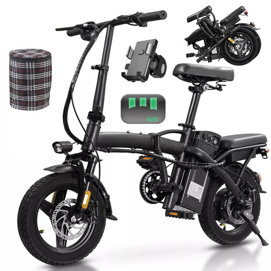 Folding Electric Bike for Adults, 560W Motor, 48V Battery, 24MPH | Dual Disc Brakes | 3-Level Pedals Assist | 14" Compact Foldable | UL 2849 Certified | Commuter City ebike