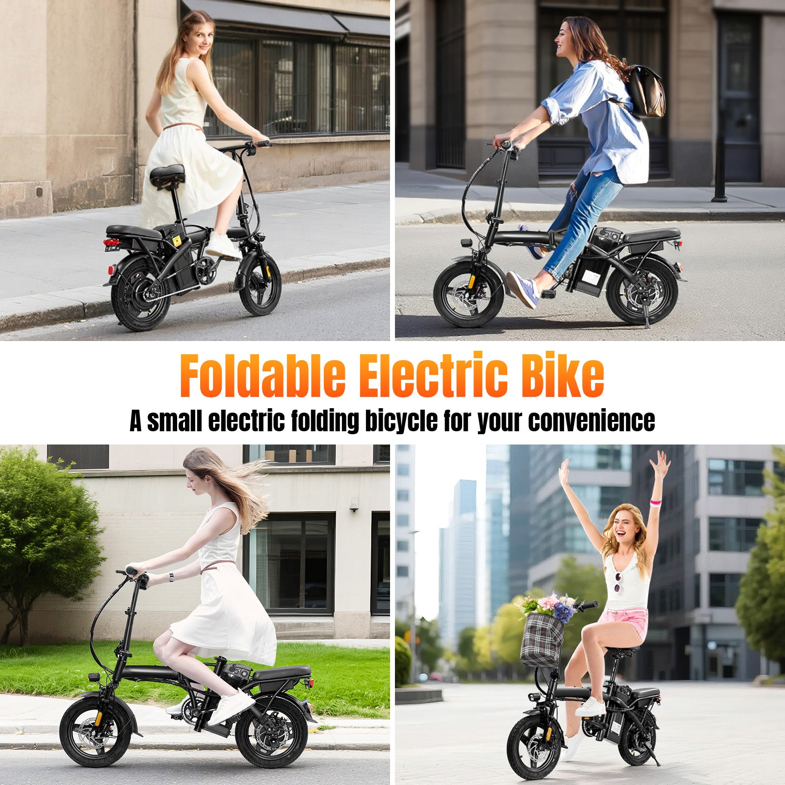 Folding Electric Bike for Adults, 560W Motor, 48V Battery, 24MPH | Dual Disc Brakes | 3-Level Pedals Assist | 14" Compact Foldable | UL 2849 Certified | Commuter City ebike