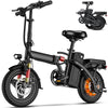 14 Inch Folding Electric Bicycle, 400W Adult Electric Bicycle, 48V 10.4Ah,Top Speed 18Mph, Dual Disc Brake Safety System, 3-Speed Riding, Front Fork With Shock Absorption, Black