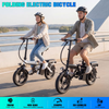 14 Inch Folding Electric Bicycle, 560W Adult Electric Bicycle, 48V 10.4Ah, Maximum Range of 32 Miles, Dual Disc Brake Safety System, 3-Speed Riding, Front Fork with Shock Absorption, Black