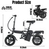 【Rexei Yeki】14 Inch Folding Electric Bicycle, 400W Adult Electric Bicycle, 48V 10.4Ah,Top Speed 19.9 Mph, Dual Disc Brake Safety System, 3-Speed Riding, Front Fork With Shock Absorption, Black