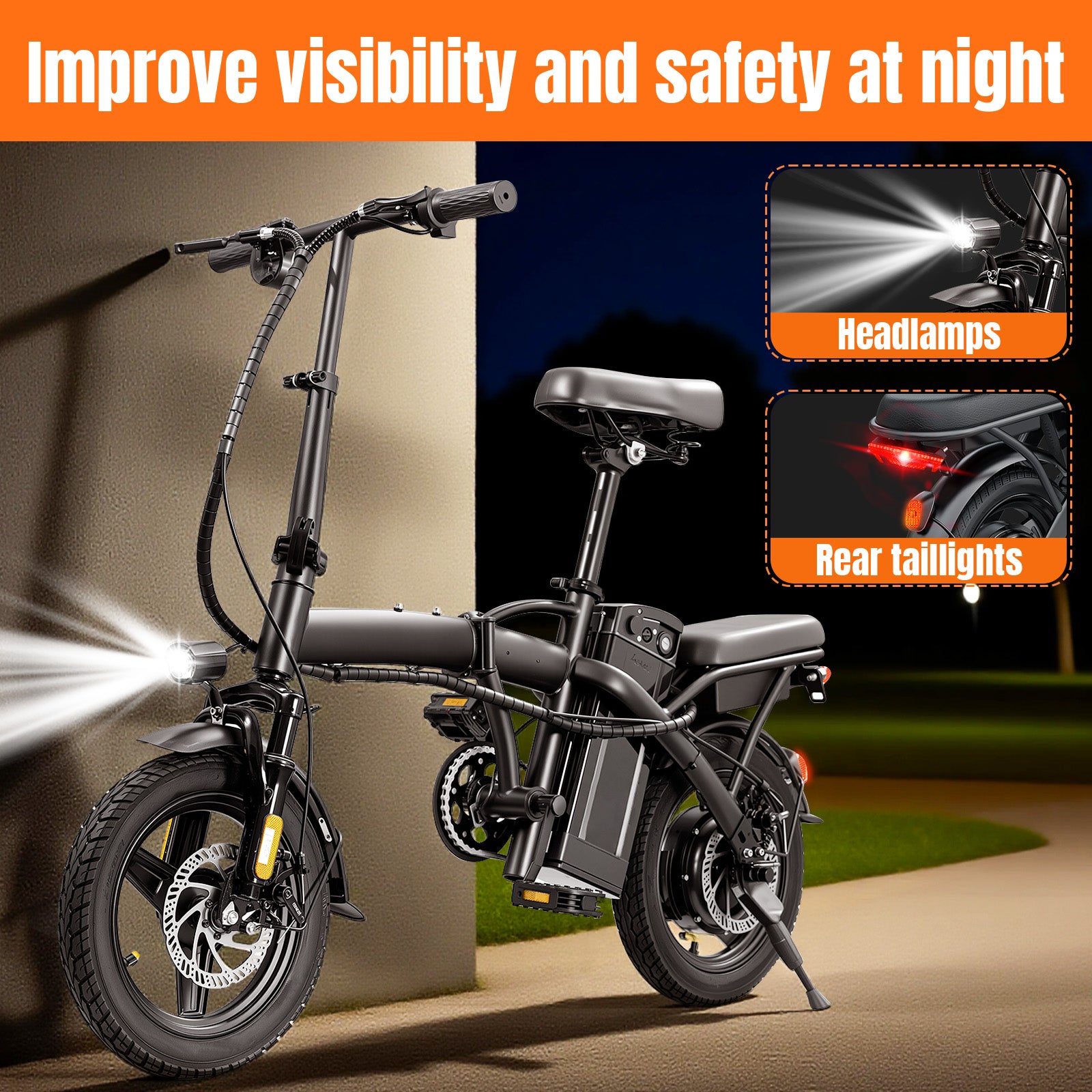 Folding Electric Bike for Adults, 560W Motor, 48V Battery, 24MPH | Dual Disc Brakes | 3-Level Pedals Assist | 14" Compact Foldable | UL 2849 Certified | Commuter City ebike