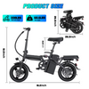 14 Inch Folding Electric Bicycle, 560W Adult Electric Bicycle, 48V 10.4Ah, Maximum Range of 32 Miles, Dual Disc Brake Safety System, 3-Speed Riding, Front Fork with Shock Absorption, Black