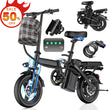 Folding Electric Bike for Adults and Teens, 560W Motor 24MPH Compact Commuter Ebike, 32 Miles Range, 48V 10Ah Battery, 3-Level Pedal Assist, 14" Foldable Mini Electric Bicycle, UL 2849 Certified