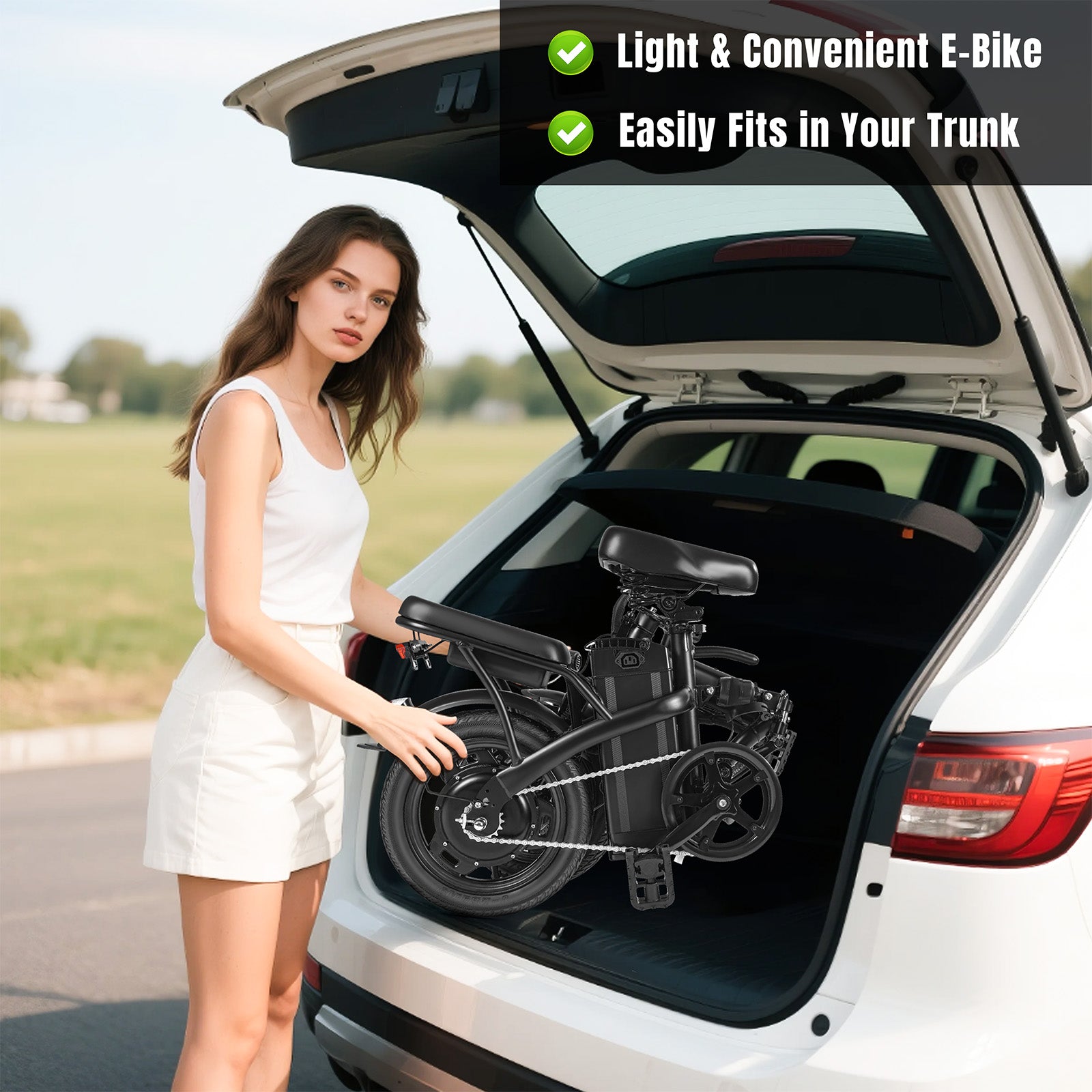 Folding Electric Bike for Adults and Teens, 560W Motor 24MPH Compact Commuter Ebike, 32 Miles Range, 48V 10Ah Battery, 3-Level Pedal Assist, 14" Foldable Mini Electric Bicycle, UL 2849 Certified