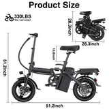 Folding Electric Bike for Adults and Teens, 560W Motor 24MPH Compact Commuter Ebike, 32 Miles Range, 48V 10Ah Battery, 3-Level Pedal Assist, 14" Foldable Mini Electric Bicycle, UL 2849 Certified