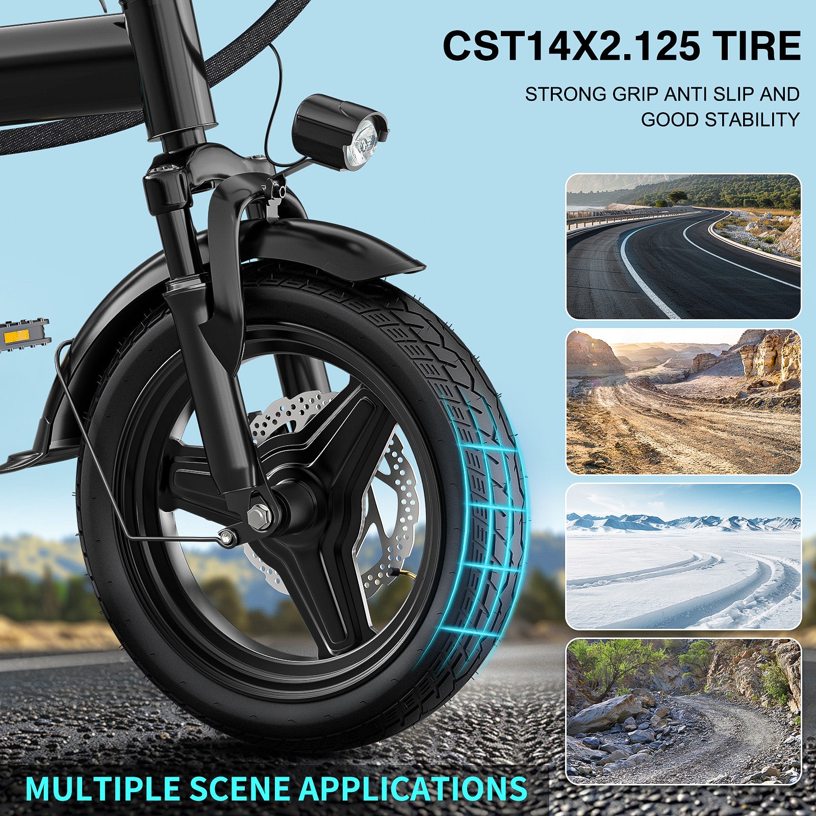Folding Electric Bike for Adults and Teens, 560W Motor 24MPH Compact Commuter Ebike, 32 Miles Range, 48V 10Ah Battery, 3-Level Pedal Assist, 14" Foldable Mini Electric Bicycle, UL 2849 Certified