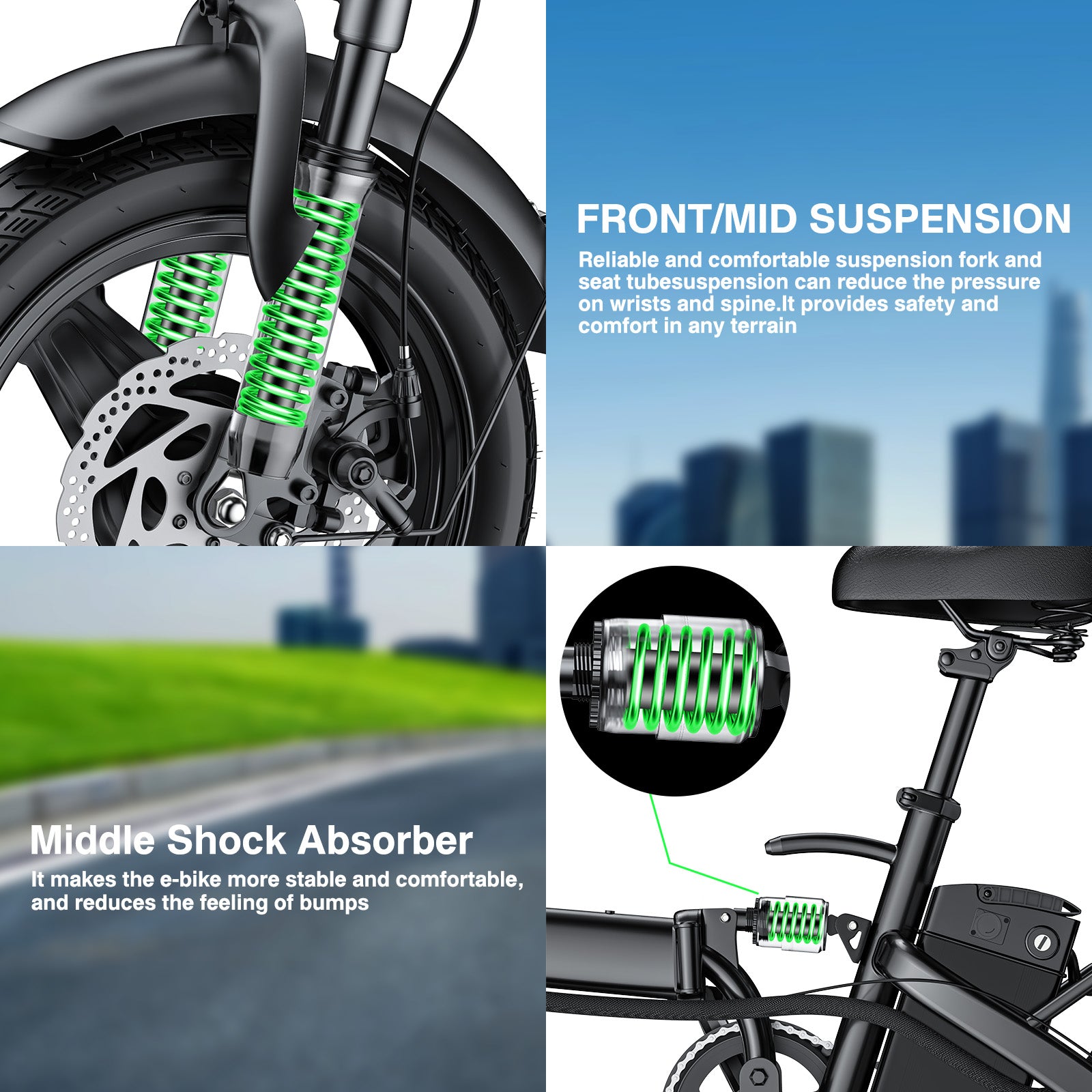 Folding Electric Bike for Adults and Teens, 560W Motor 24MPH Compact Commuter Ebike, 32 Miles Range, 48V 10Ah Battery, 3-Level Pedal Assist, 14" Foldable Mini Electric Bicycle, UL 2849 Certified