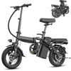 【Rexei Yeki】14 Inch Folding Electric Bicycle, 400W Adult Electric Bicycle, 48V 10.4Ah,Top Speed 19.9 Mph, Dual Disc Brake Safety System, 3-Speed Riding, Front Fork With Shock Absorption, Black