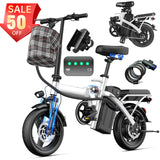 Folding Electric Bike for Adults and Teens, 560W Motor 24MPH Compact Commuter Ebike, 32 Miles Range, 48V 10Ah Battery, 3-Level Pedal Assist, 14" Foldable Mini Electric Bicycle, UL 2849 Certified