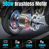Folding Electric Bike for Adults and Teens, 560W Motor 24MPH Compact Commuter Ebike, 32 Miles Range, 48V 10Ah Battery, 3-Level Pedal Assist, 14" Foldable Mini Electric Bicycle, UL 2849 Certified