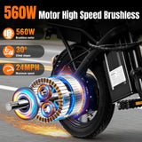 Folding Electric Bike for Adults, 560W Motor, 48V Battery, 24MPH | Dual Disc Brakes | 3-Level Pedals Assist | 14" Compact Foldable | UL 2849 Certified | Commuter City ebike