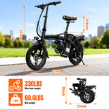 Folding Electric Bike for Adults, 560W Motor, 48V Battery, 24MPH | Dual Disc Brakes | 3-Level Pedals Assist | 14" Compact Foldable | UL 2849 Certified | Commuter City ebike